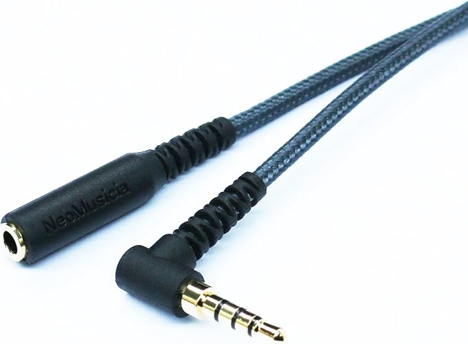 200cm(6ft) Right Angle 4 Pole 3.5mm 1/8 inch Male to 4 Pole 3.5mm 1/8 inch Female Stereo Audio Headphone Earphone Extension Cable Adapter Cord Tangle-Free Braided Wire