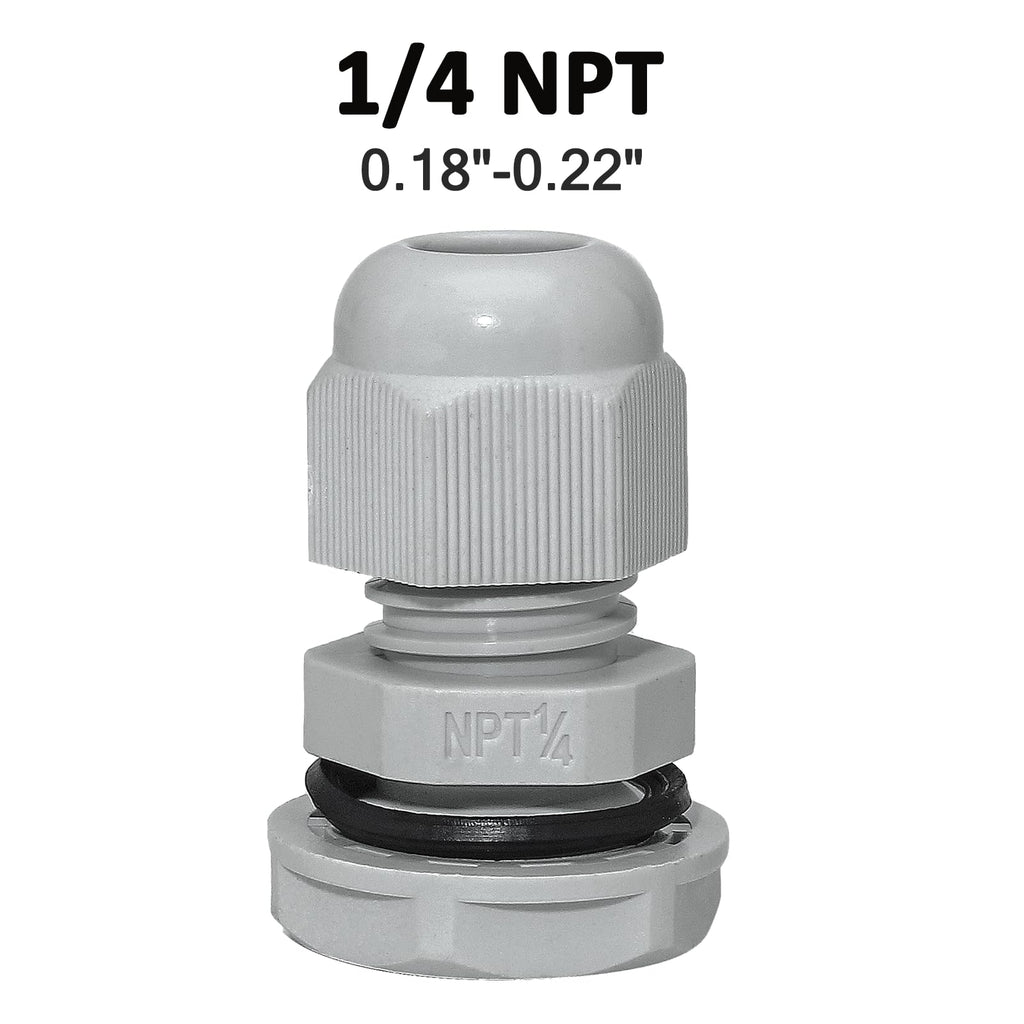 Bonsicoky 1/4" NPT Nylon Cable Glands, Grey, 10 Pcs