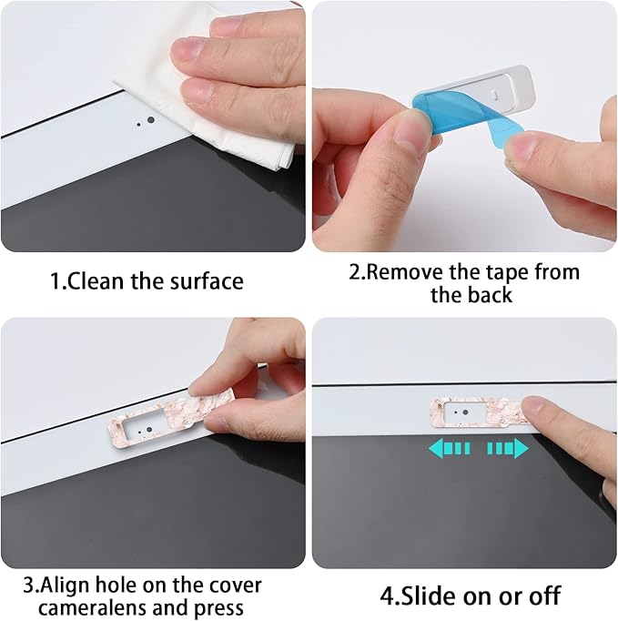 Webcam Cover, 3 Pieces, Laptop Camera Cover, Privacy Shielding Capacity is Twice as Big as The Traditional, Suitable for Computer Mobile Phones, laptops, Tablets and so on (Golden Marble)