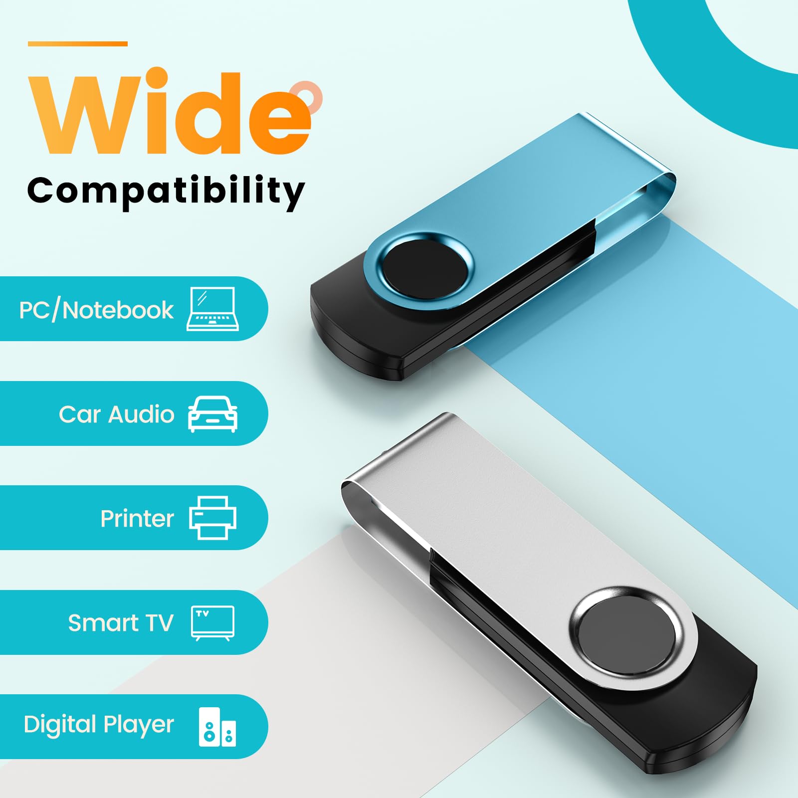 Kepmem 16GB USB 3.0 Multipack - 10pcs Thumb Drives, Metal, Swivel, Zip