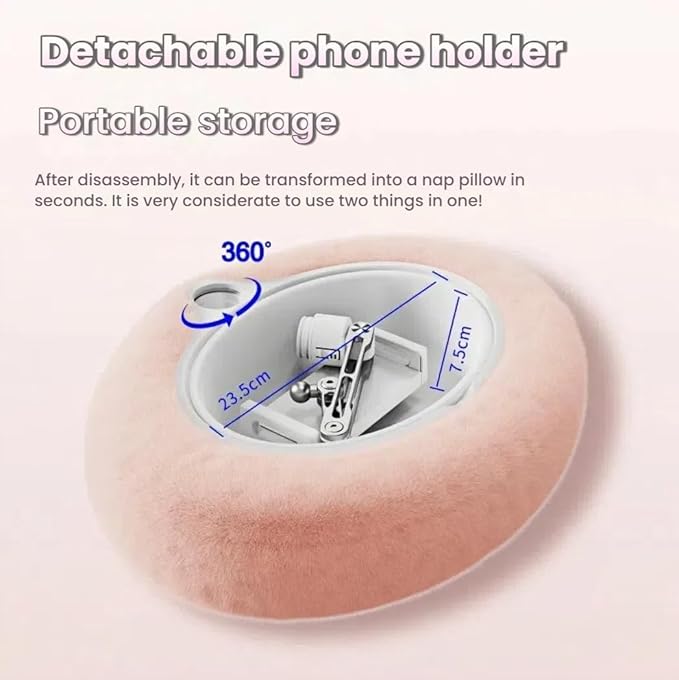 Pillow Stand Holder for Kindle Tablet iPad,Plush Mobile Phone Stand with a Snack Bowl with lid,Compatible with 4.7"-13" Phone, Tablet, iPad, iPhone, Google, Kindle, Samsung (Pink)