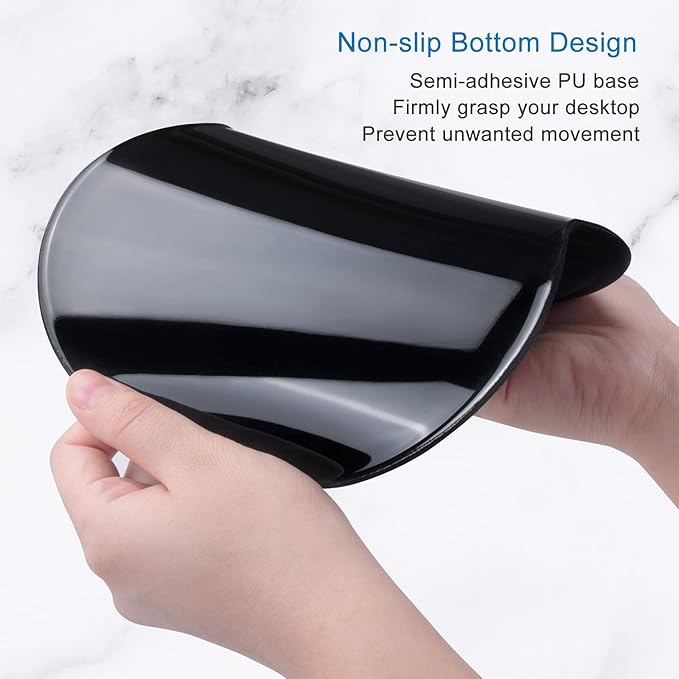 ITNRSIIET Ergonomic Mouse Pad with Gel Wrist Rest Support Gaming Small Wrist Rest Smooth Surface Non-Slip PU Base Comfortable Office Supplies Pain Relief, 8.7 x 7.2 inches, Black