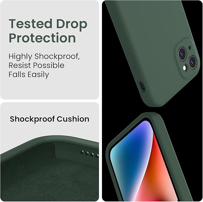 FireNova Designed for iPhone 13 Case, Silicone Upgraded [Camera Protection] Phone Case with [2 Screen Protectors], Soft Anti-Scratch Microfiber Lining Inside, 6.1 inch, Alpine Green