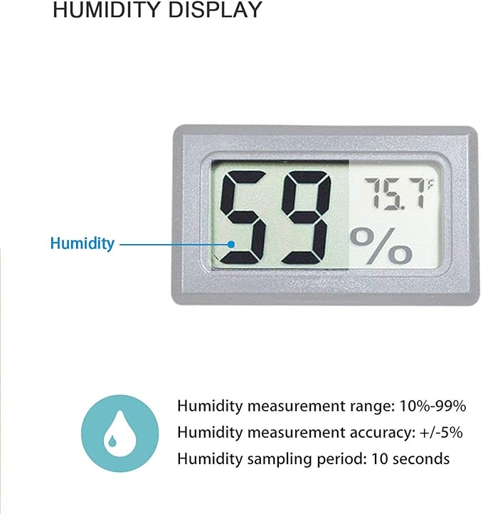 4-Pack Mini Digital Temperature Humidity Meters Gauge Indoor Thermometer Hygrometer LCD Display Fahrenheit (℉) for Reptile Tank,Jars,Guitar Case,Greenhouse, Garden, Cellar, Fridge, Closet