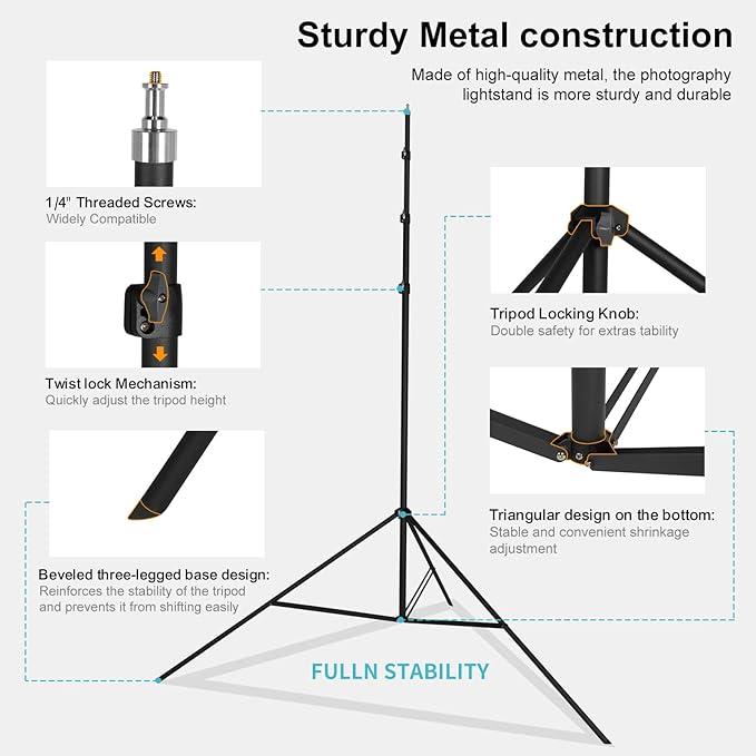 20FT Extra Tall Tripod with Rope Heavy Duty Video Camera Stand