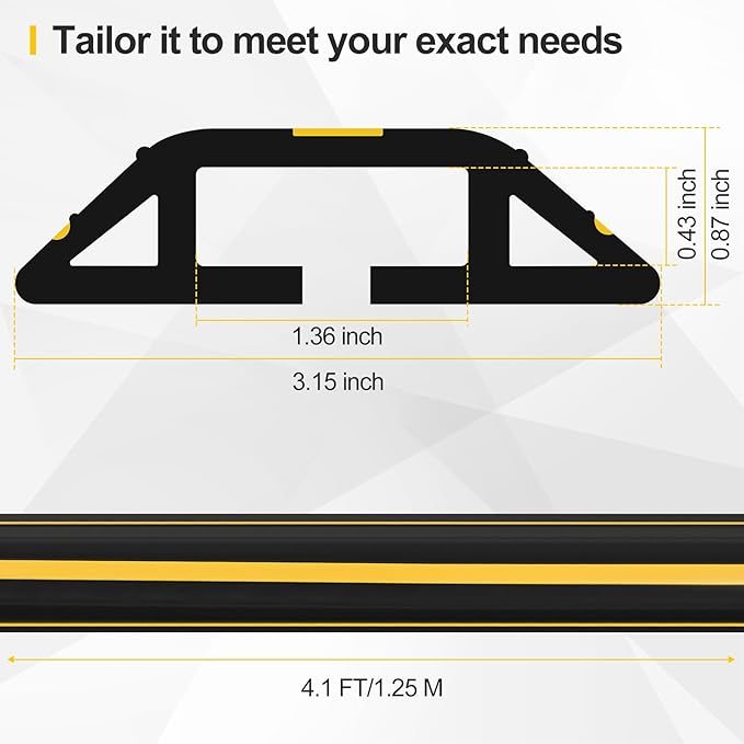 Floor Cord Cover 4.1Ft Heavy Duty PVC Floor Cable Protector Electric Cord Hider Cable Management Floor Strip Extension Cord Covers Cable Raceway for Wires on Floor Inner Channel 1.36" W x 0.43" H