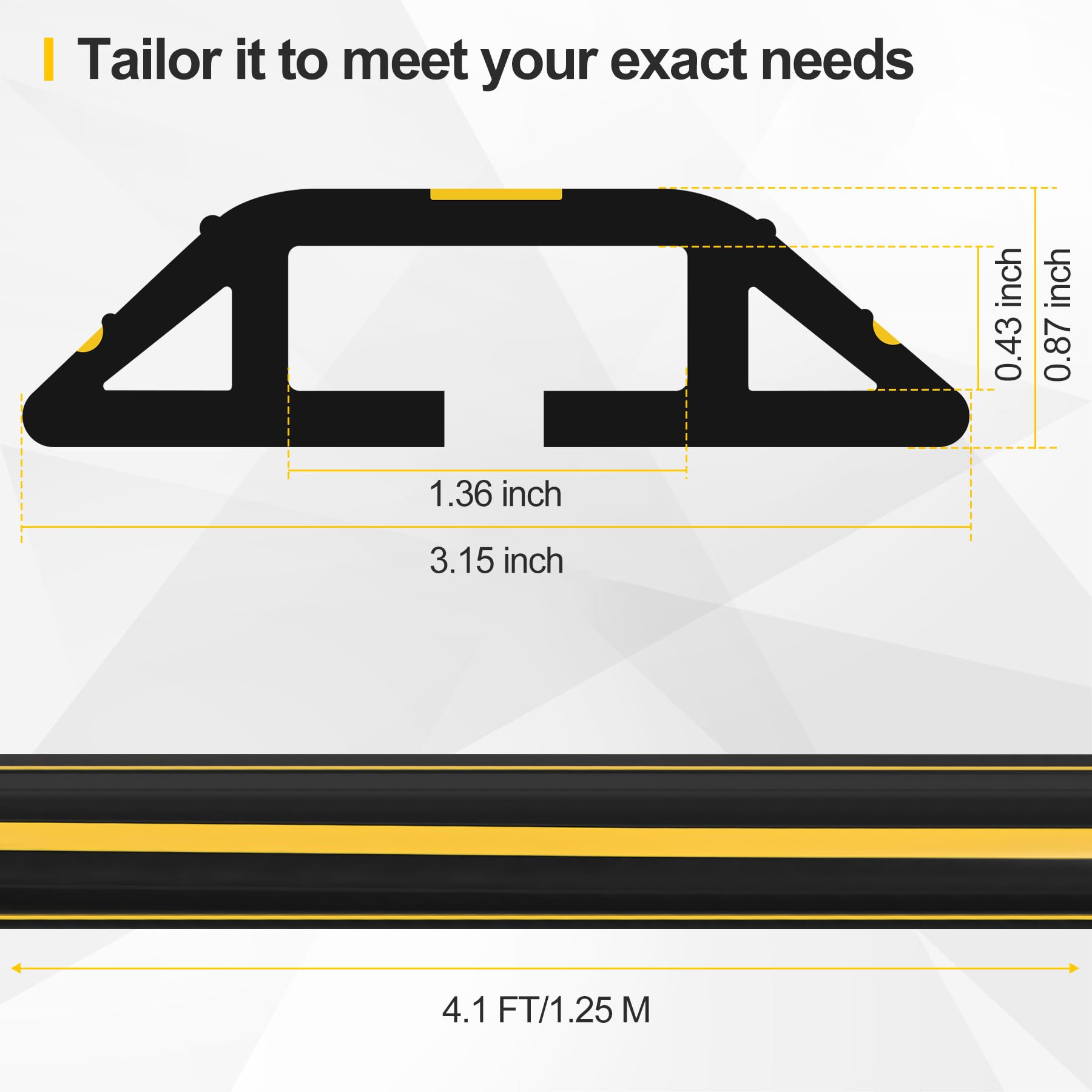 Floor Cord Cover 4.1Ft Heavy Duty PVC Floor Cable Protector Electric Cord Hider Cable Management Floor Strip Extension Cord Covers Cable Raceway for Wires on Floor Inner Channel 1.36" W x 0.43" H
