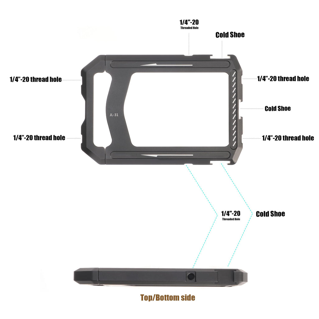 Foto4easy Universal Smartphone Video Rig,Aluminum Cell Phone Video Stabilizer with Dual Handle Grip Kit for iPhone for Samsung for Pixel and Other Android Phones,Cold Shoe