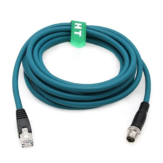 Ethernet Cable for Cognex in Sight 9000 7000gen2 2000 Microscan Basler Camera Sensor Computer Switch, M12 8 Pin X-Code RJ45 Network, 3M