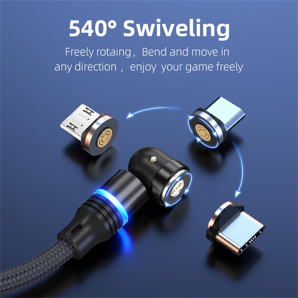 Losuesme Magnetic Charging Cable (6-Pack,1.6+3.3+3.3+6.6+6.6+10ft) 540° Rotation Magnet Phone Charger USB C Cable 3A Fast Charging Magnetic Charger Cable with LED Light for Micro USB Type C Device