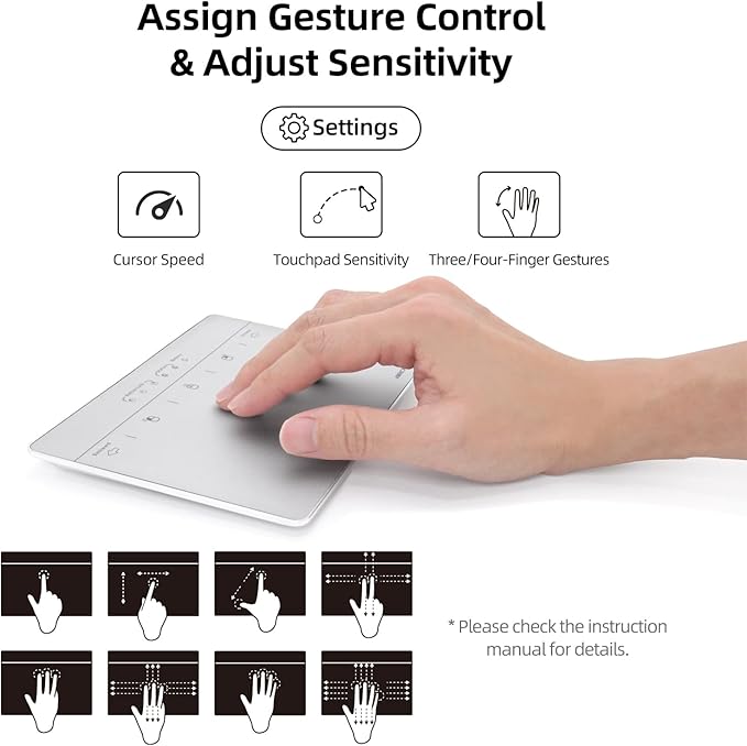 MICROPACK Digitally Yours Wired Trackpad for Windows 7/10/11, USB Trackpad with Multi-Touch Gestures, Plug-and-Play USB Touch Pad Mouse Pad Large for PC Computers & Laptops, Silver