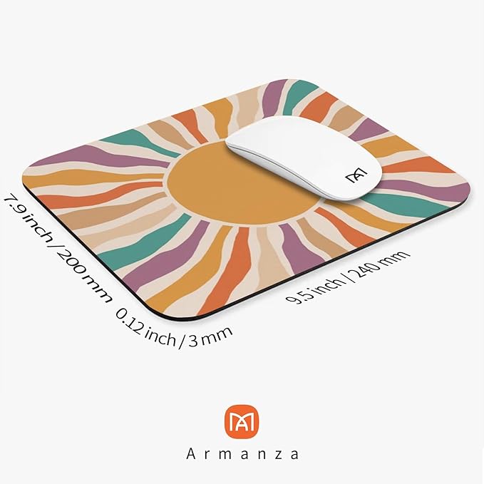 Square Mouse Pad Retro Sun,Personalized Premium-Textured Custom Mouse Mat Design,Washable Mousepad Cloth,Non-Slip Rubber Base Computer Mouse Pads for Wireless Mouse