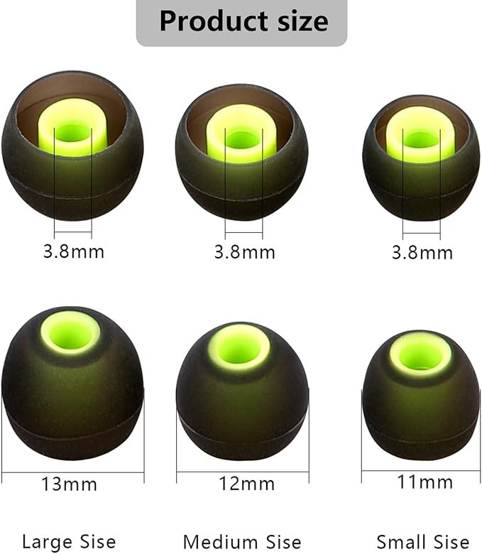 Silicone Replacement Earbud Tips Earbud Covers Fit for in-Ear Headphones (Inner Hole 3.8mm -5.1mm) Earbud Replacement Tips Earbud Rubber Tips 9 Pairs S/M/L