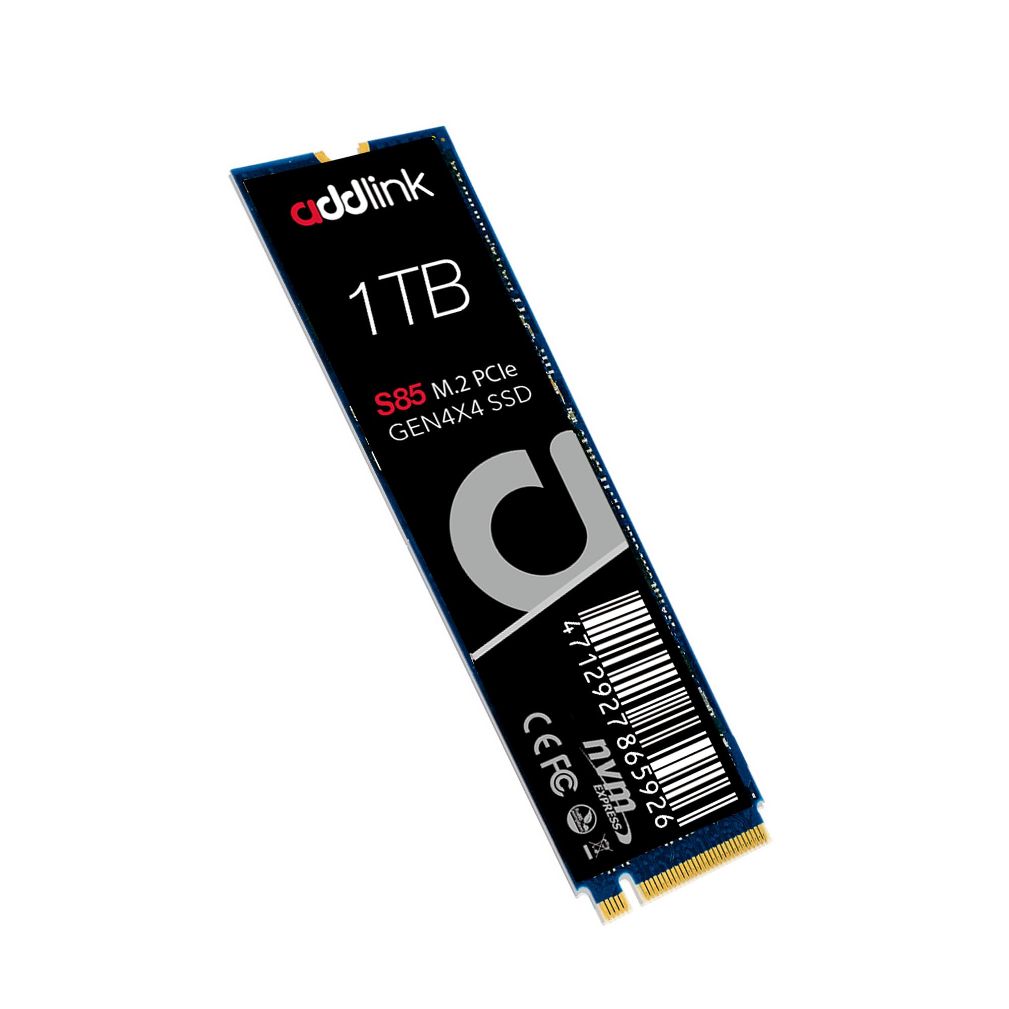 Addlink S85 1TB NVMe SSD M.2 2280 PCIe 4.0 Gen4 Internal Solid State Drive, Up to 6000MB/s, HMB Technology, 3D TLC NAND, Storage Upgrade for Laptop, Desktop PC, Gaming, Creators (ad1TBS85M2P)