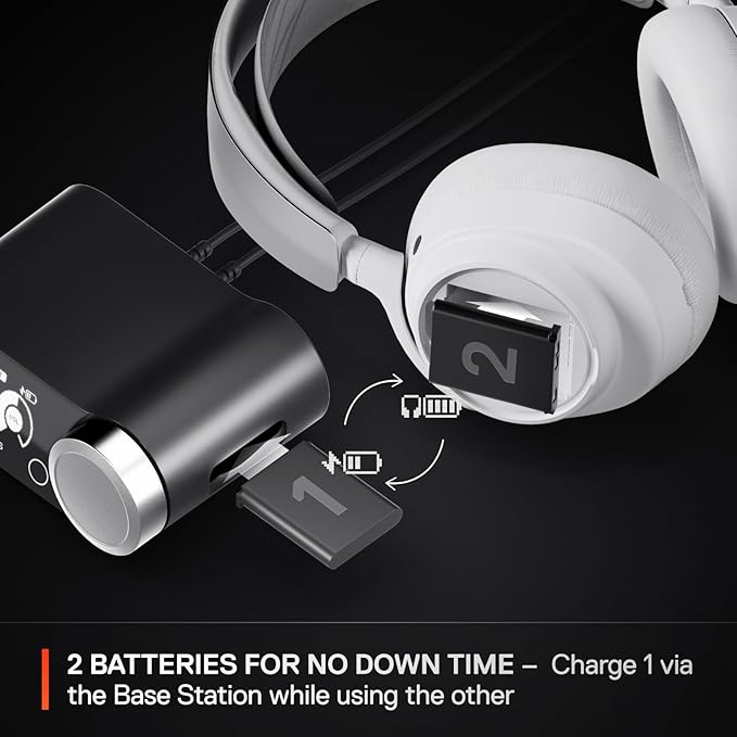 SteelSeries Arctis Nova Pro Wireless Multi-System Gaming Headset - Neodymium Magnetic Drivers - Active Noise Cancellation - Infinity Power System - Gen 2 Mic - PS5, PS4, PC, Switch, Mobile - White