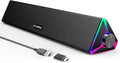 LENRUE Computer Speakers for Desktop,PC Speakers with Single USB for Power and Stereo Sound,Touch Lights Gaming Speakers Sound bar for Desktop PC Monitor Laptop(USB-C Adapter Included)