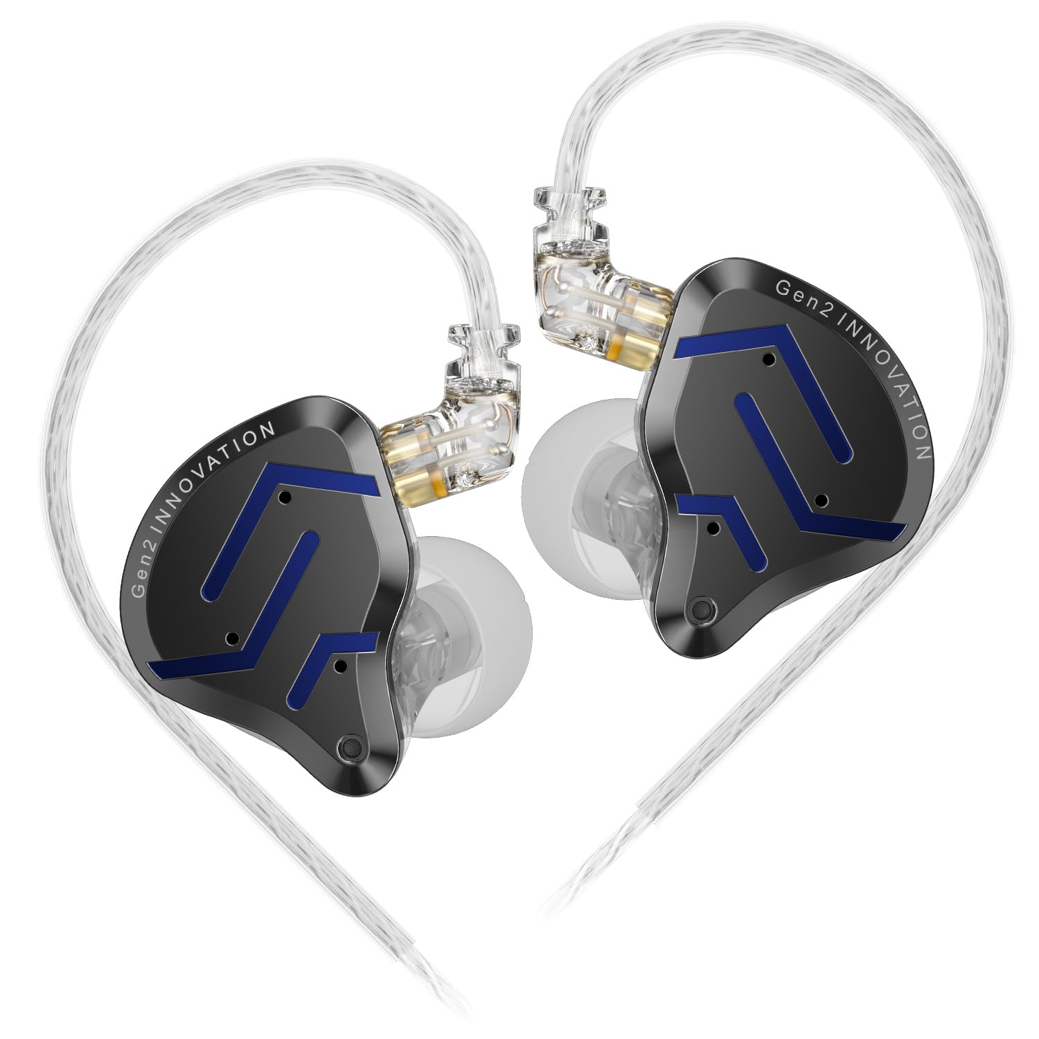 KZ ZSN Pro 2 in-Ear Monitors Headphones Metal Earphones 1BA+1DD Hybrid Technology HiFi Bass Clear Sound IEMs Noise Cancellation Earbuds Wired for Musicians Singer Audiophile(Black,No Mic)