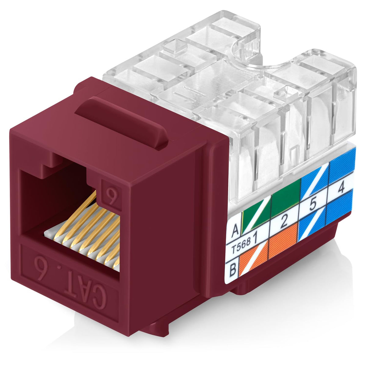 Everest 90 Degree RJ45 Cat6A Keystone Jacks Slim Profile 20-Pack Yellow