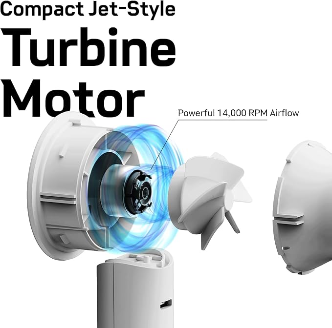 Bluefeel Portable Handheld Turbo Fan, 5-Speed Mini Personal Fan with Adjustable Turbo Mode, 16H Max Cooling Time, and 3000mAh USB Rechargeable Battery for Travel/Outdoor/Home/Office (Peach Pink)