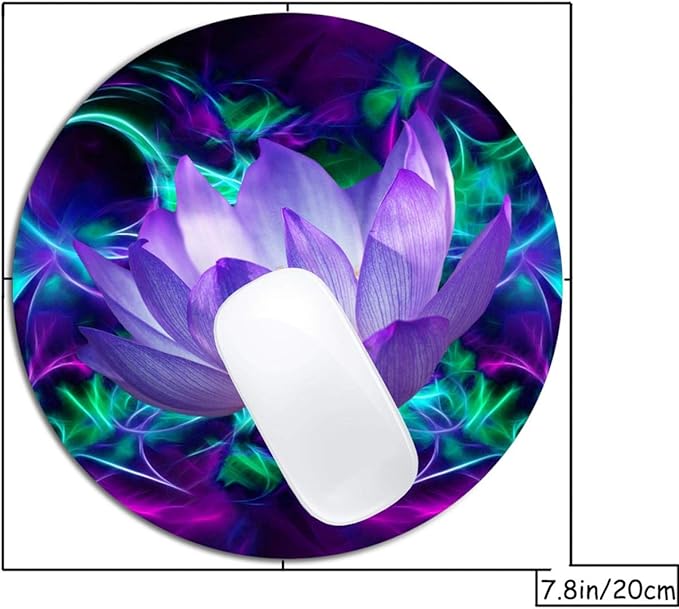 Purple Lotus Flower Mouse Pad Round Non-Slip Rubber Mousepad Laptop Office Computer Decor Cute Desk Accessories Customized Design Mouse Pad