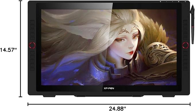 XPPen Artist 24 Pro 2.5K QHD Drawing Tablet with Screen,16.7M Colors Graphics Tablet with 8192 Pen Pressure Battery-Free Tilt Stylus & 20 Shortcut Keys for Windows, Mac, Chrome, Linux, 23.8"