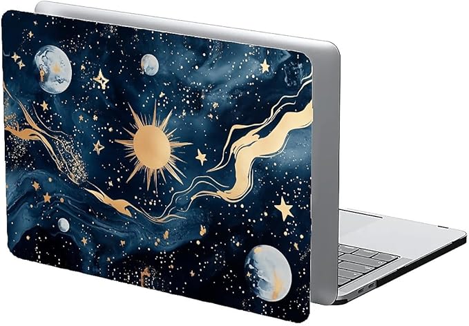 Compatible with MacBook Air 13.3 13.6 Inch Case 2022 2021 2020 2019 Plastic Hard Shell Case Cover,13.3 Air (A1932/A2179/A2337), Moon and Sun