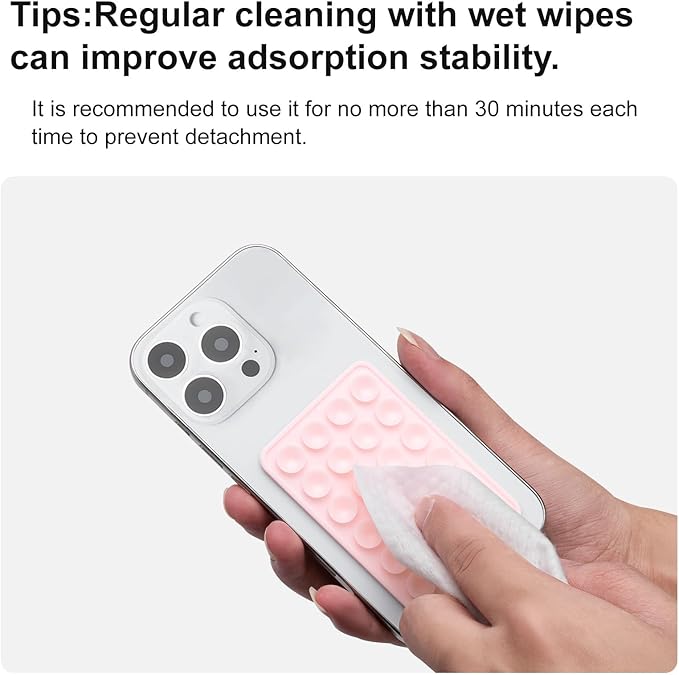 2PCS Silicone Suction Phone Case Mount,Non Slip Suction Cup, Hands-Free Phone Accessories Holder for Selfies and Videos,Silicone Adhesive Stand Sticky for Cell Phone Chalk Pink