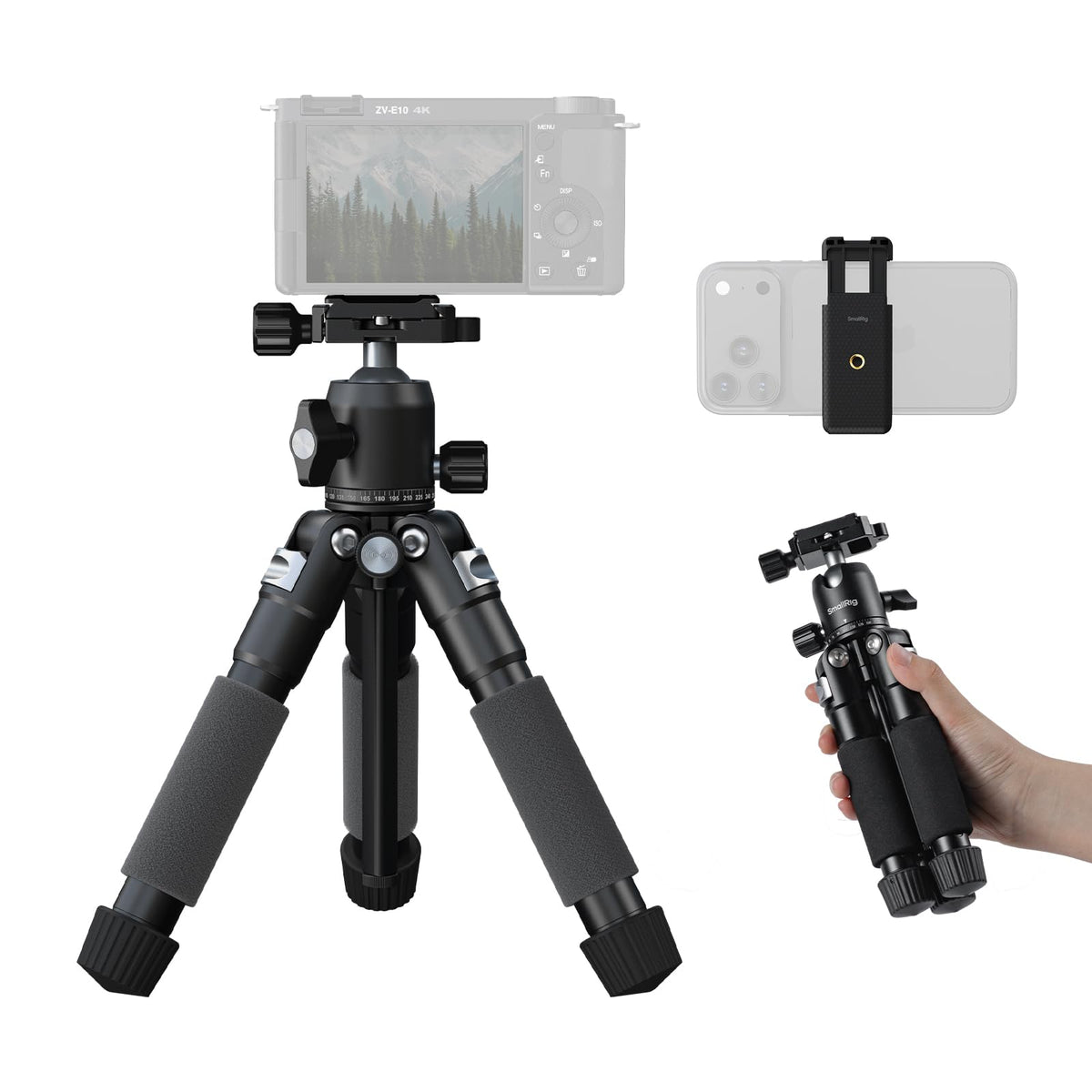 SmallRig 20"/ 52cm Desktop Aluminum Tripod Mini Ball Head Tripods VT-20