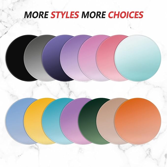 ITNRSIIET Mouse Pad Non-Slip Rubber Base Smooth Surface Stitched Edges Waterproof Durable Compatible with All Mice for Office & Gaming, Desk Accessory, Diameter 8.7 inch, Ash Gradient