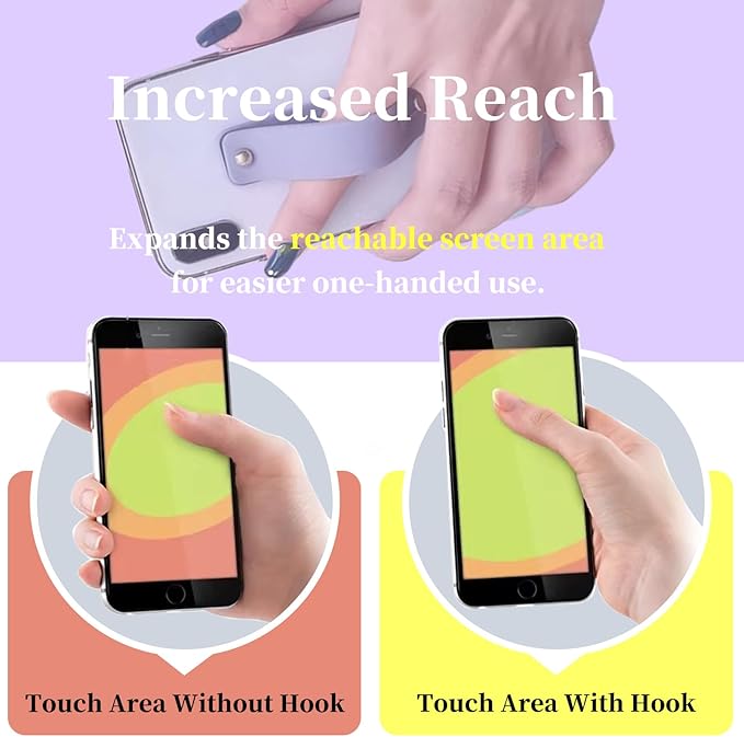 Cell Phone Grips Finger Holder for Back of Phone, Cute Pink Phone Slide Grip Hook Grip Accessories, Ergonomic Smartphone Kick Popper Stand Stick on - 3 x Pink, Red, Hot Pink, Orange