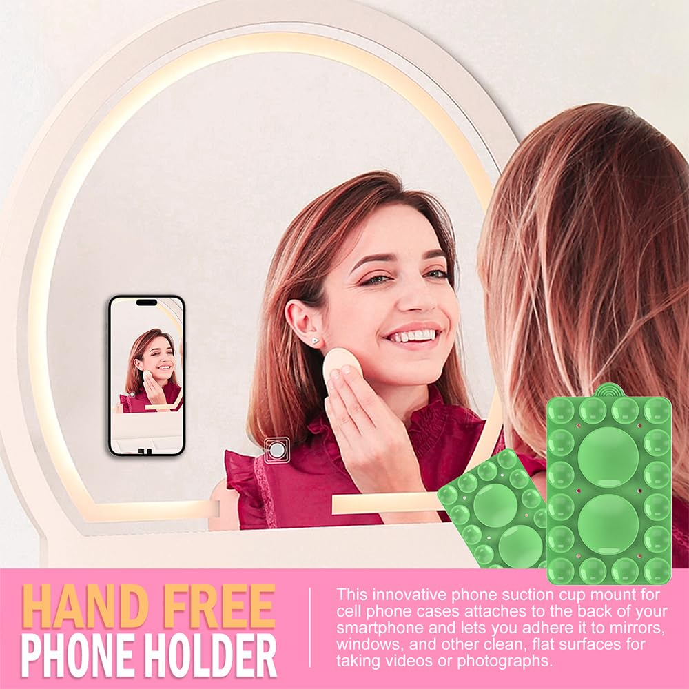 ZYCCER Double Sided Silicone Suction Phone Holder Mount,Compatible with iPhone and Android Cases Hands-Free Mirror Shower Phone Mount Strong Grip Holder (White, Single Sided 1PCS)