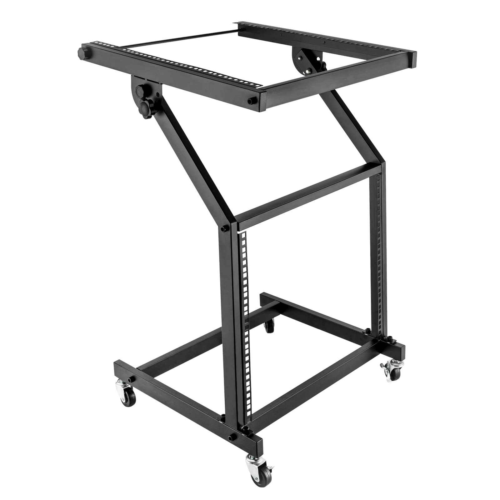 9U Professional DJ Stand Rack Mount DJ Mixer Stand Adjustable Stage Cart w/Wheel for Music Party Show Music Studios Performance Stages Concert Venues