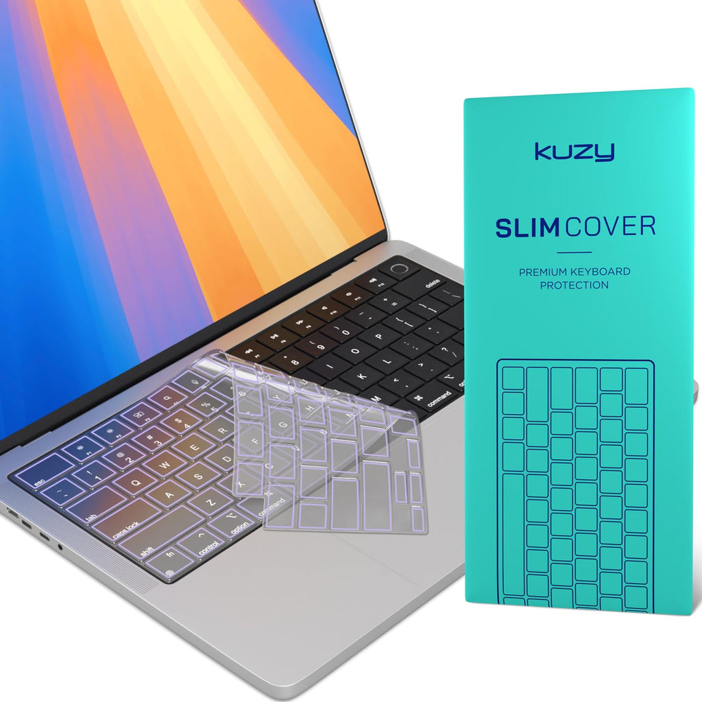 Kuzy Clear Premium MacBook Pro Keyboard Cover 14"/16" 2026-2023 M5-M1 Pro/Max - MacBook Air 13/15" Keyboard Cover- A3240 A3241 A3401 A3403 A3114 A3113 - US Layout TPU, Clear