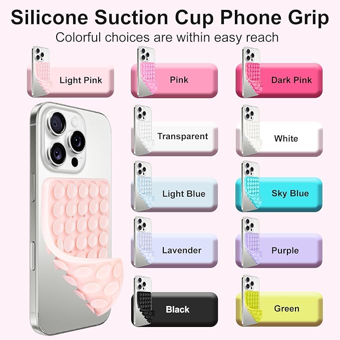 1 Pack Silicone Suction Cup Phone Case Mount Double Sided, Phone Accessories Hands-Free Strong Grip Holder for Selfies and Videos, Silicon Phone Stand Sticky for iPhone and Android Transparent