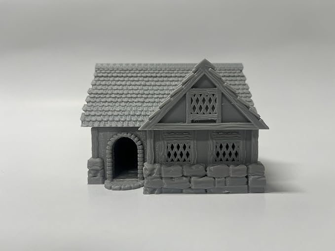 Paintable Tabletop Miniature Little Town Building Terrains Compatible with RPG War Games - 18mm Scale Dioramas Building Set Scenery with Medieval Architecture Style by HAUTICO (HVillageHouses1-1)