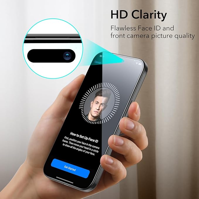 ESR 3+1 Pack for iPhone 15 Screen Protector, 3 Tempered-Glass Screen Protector and 1 Set Camera Lens Protector, 2.5D Curved Edges, Full-Coverage Military-Grade Protection, Scratch Resistant