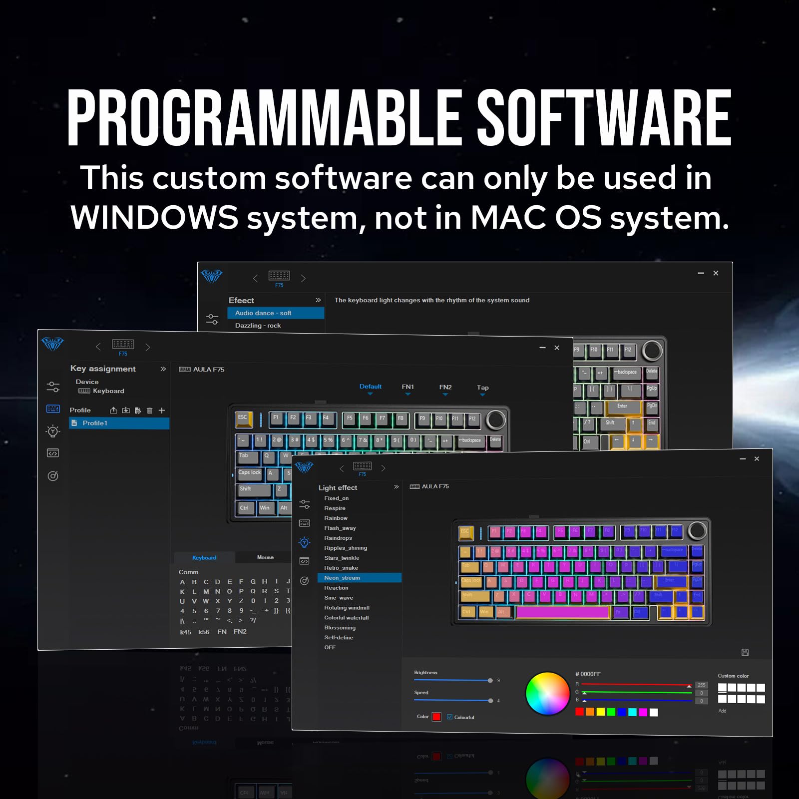 EPOMAKER x Aula F75 Gasket Mechanical Keyboard, 75% Wireless Hot Swappable Gaming Keyboard with Five-Layer Padding&Knob, BT/2.4GHz/USB-C, RGB (Blue Gradient, LEOBOG Reaper Switch)