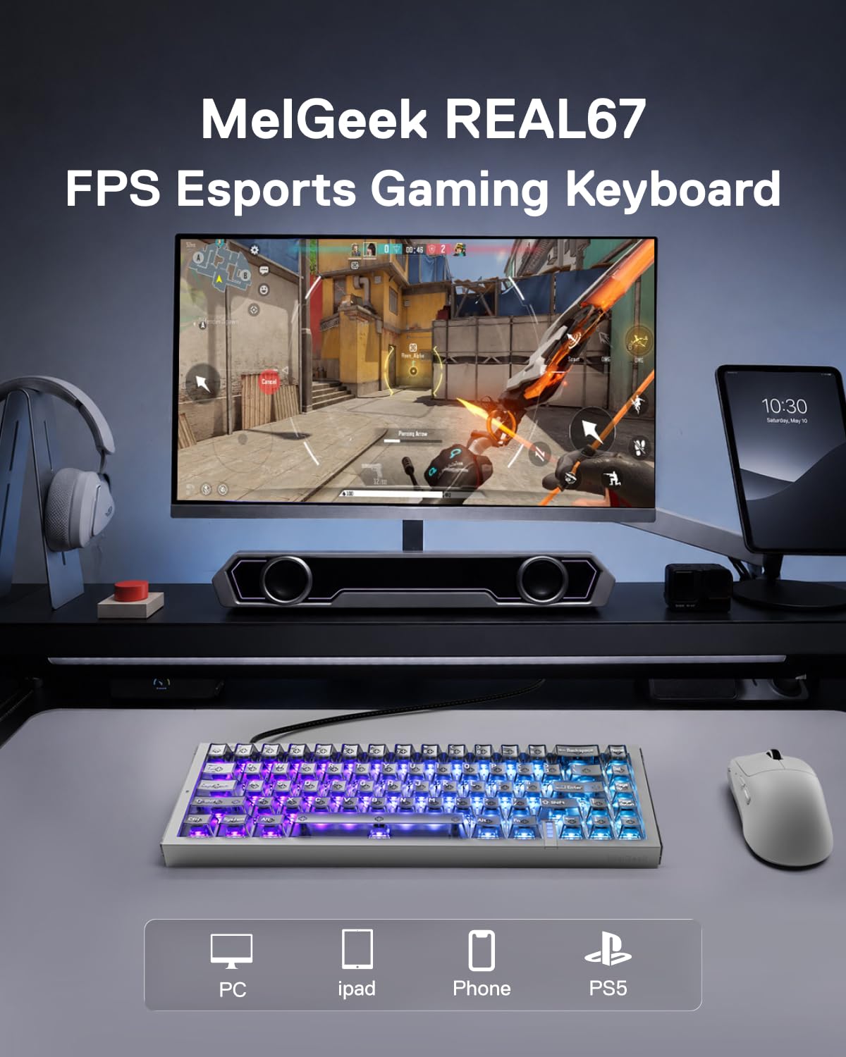 MelGeek REAL67 Wired Hall Effect Magnetic Gaming Keyboard, 65% Layout