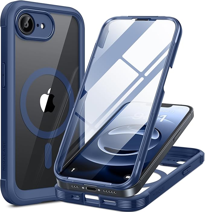 Miracase Magnetic for iPhone 12 Pro Max Case [Compatible with MagSafe] Full-Body Phone case with Built-in Glass Screen Protector& Camera Protector, Military Drop Proof 12 Pro Max Cover