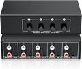 3.5mm Aux + RCA L/R Audio Switch Box 4 in 1 Out Bidirectional, BolAAzuL Stereo Audio Switcher Selector 4X1 Passive a/b Analog Audio Selector No Power Need