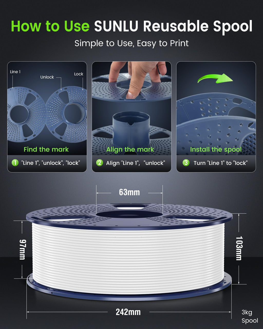 SUNLU PETG Filament 1.75mm,1kg,Transparent