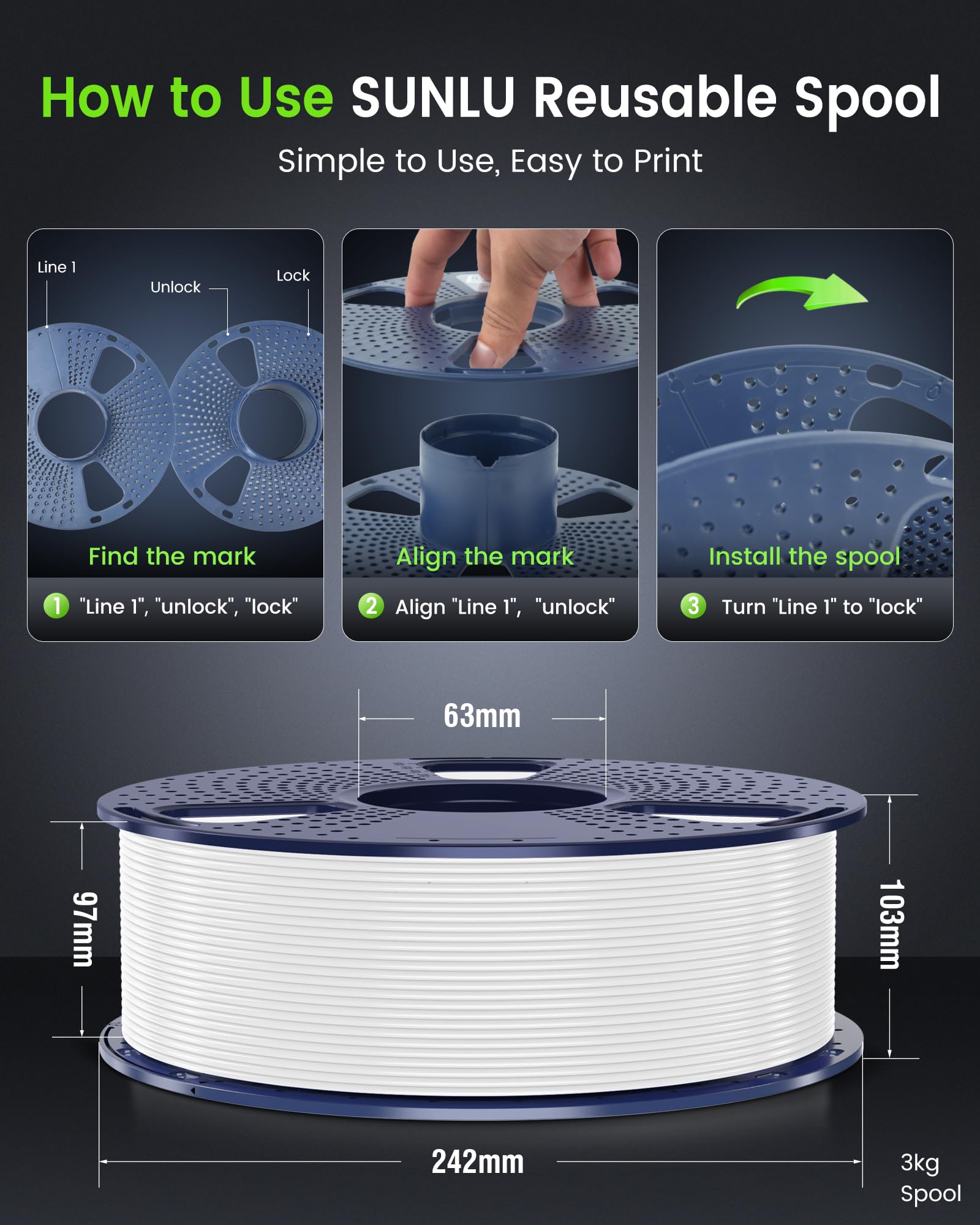 SUNLU PETG Filament 1.75mm,1kg,Transparent