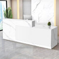 Reception Desk with Counter Modern Checkout Counter with Lockable Drawer Keyboard Tray Receptionist Desk for Office Salon Reception Table K Right 63inch/160cm