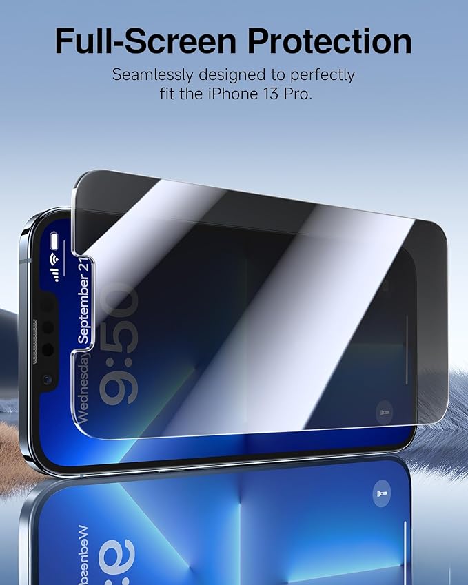 SMARTDEVIL 2 Pack for iPhone 13 Pro Max Privacy Screen Protector, Military Grade Shatterproof, 9H Hardness, Anti-Spy Tempered Glass, Fast & Easy Instlltion, Case Friendly