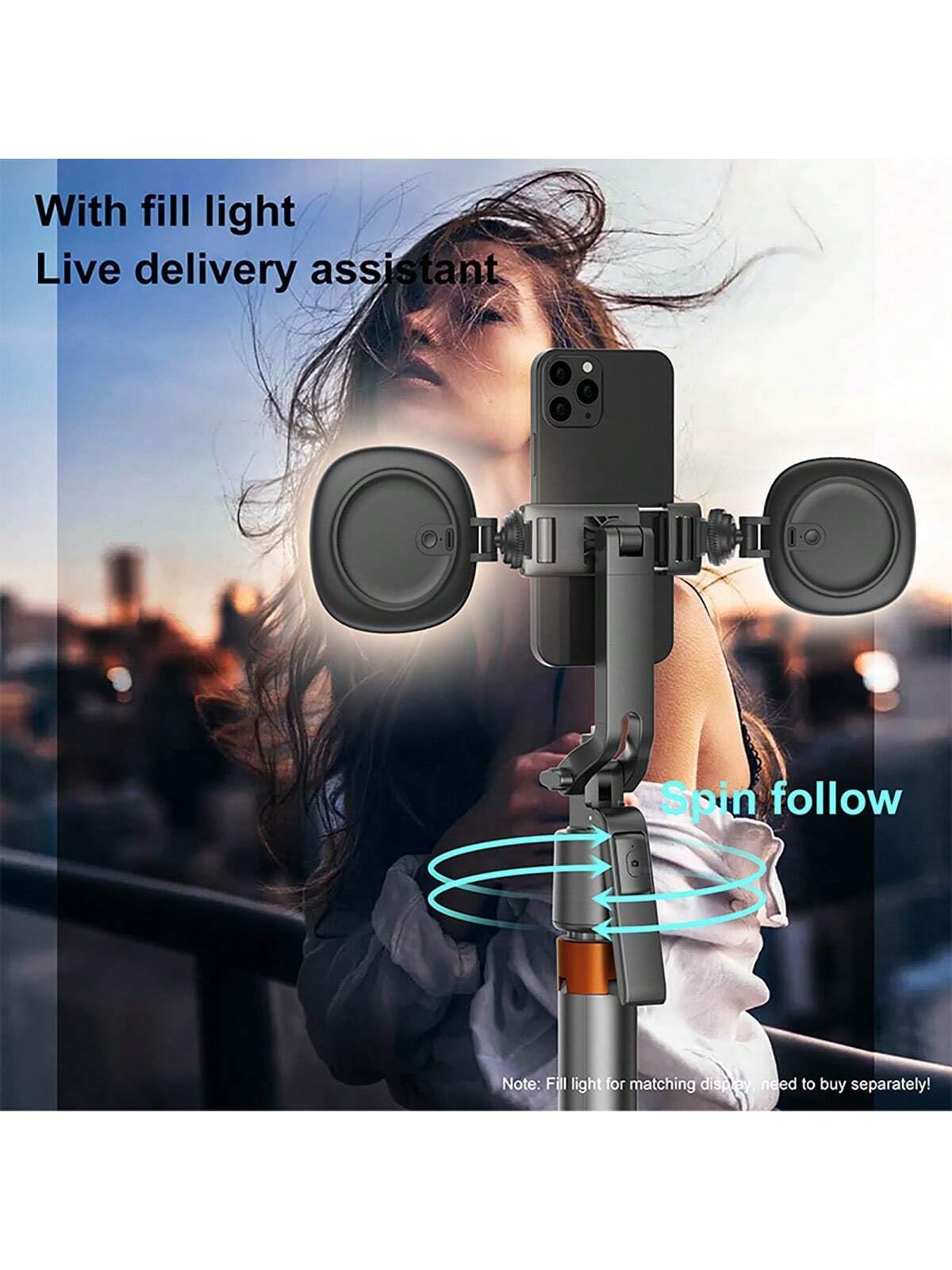 Auto Face Tracking Phone Holder, 360° Rotation Phone Tripod with Wireless Remote and Phone Holder, Selfie Stick Tripod for iPhone、Android Phone, Applied to YouTube, Vlog/TIK Tok