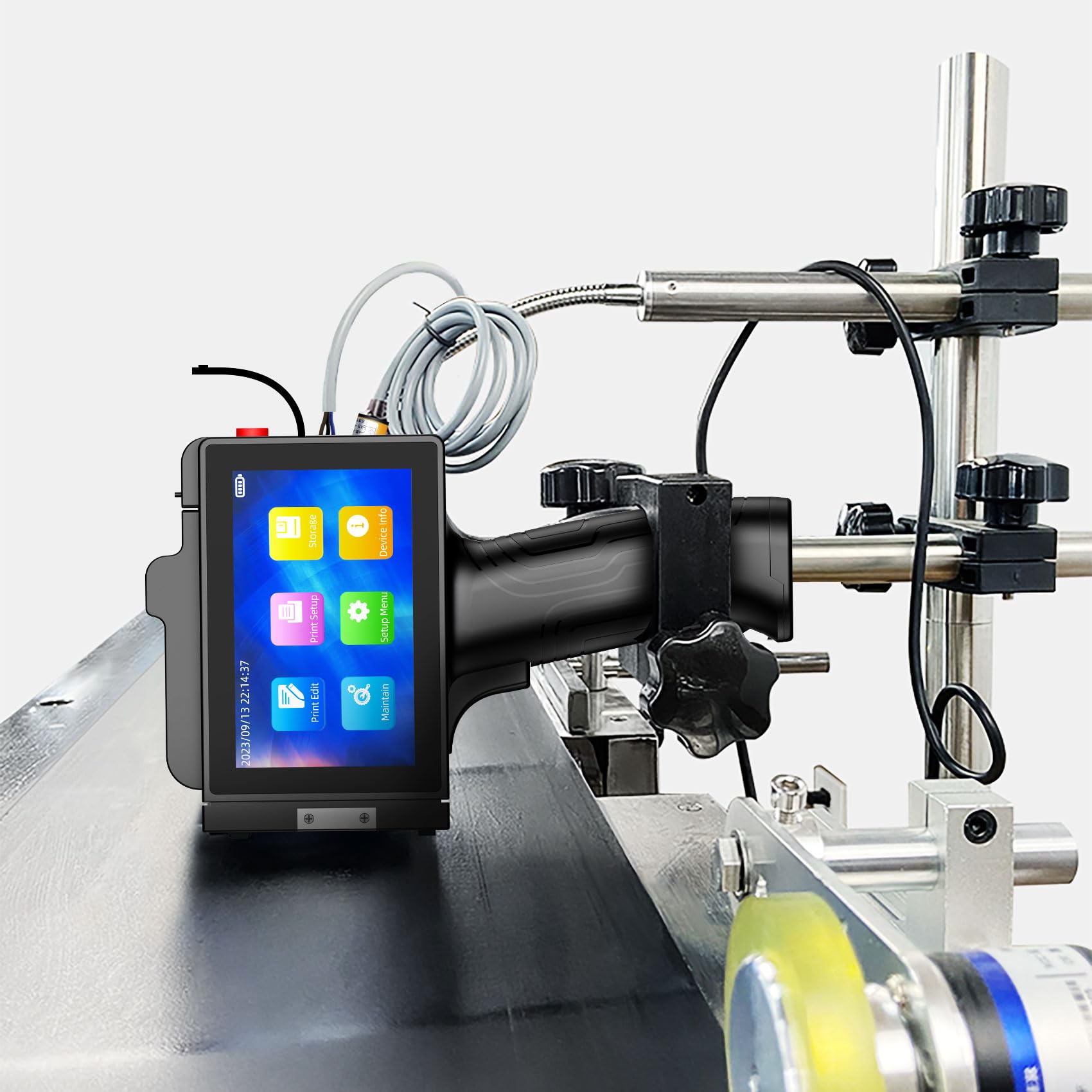 TIKTONER TIJ800P Handheld Inkjet Printer 1 inch Portable Handheld Printer Gun 5 Inch Screen Quick Drying Inkjet Coding Machine for Batch Number/Date/Barcode/QR Code/Logo etc