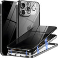 Privacy Magnetic Case for iPhone 16 Plus with Metal Titanium Frame Privacy Screen Protector & Camera Lens Protector, Magnetic Adsorption Double Sided Glass Case Anti Peep Anti Spy Phone Cover
