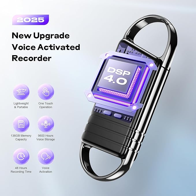 136GB Digital Voice Recorder - Xelarvex Voice Activated Recorder AI-Intelligent Noise Reduction, 4800 Hours Recording Device, Audio Recorder for Lectures/Meetings/Interviews