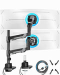ARES WING Heavy Duty Dual Monitor Mount with USB for 24-57 Inch, Black