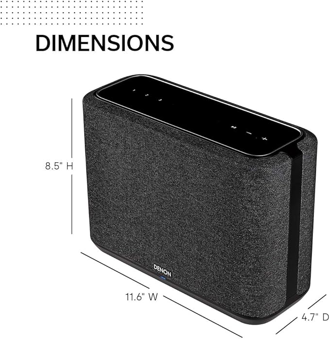 Denon Home 250 Wireless Smart Speaker – Mid-Size, Stereo Sound, Wi-Fi & Bluetooth, HEOS Built-in, Alexa Built-in, Siri & AirPlay 2, Spotify Connect, Multi-Room Support, Black
